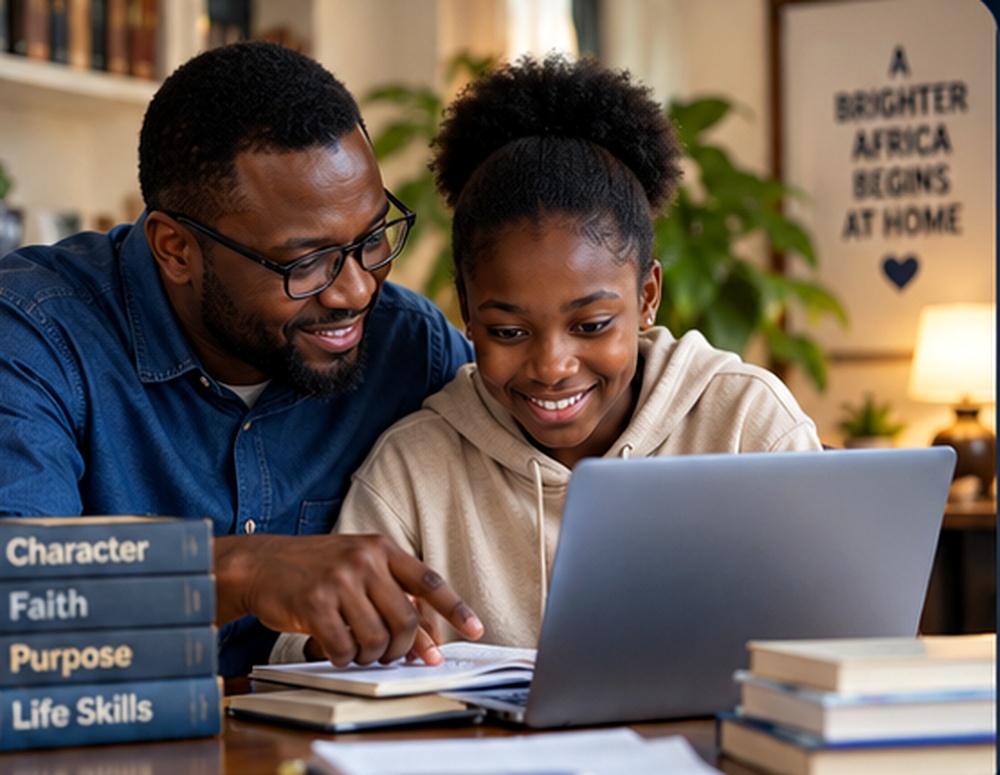 African family scene representing digital library